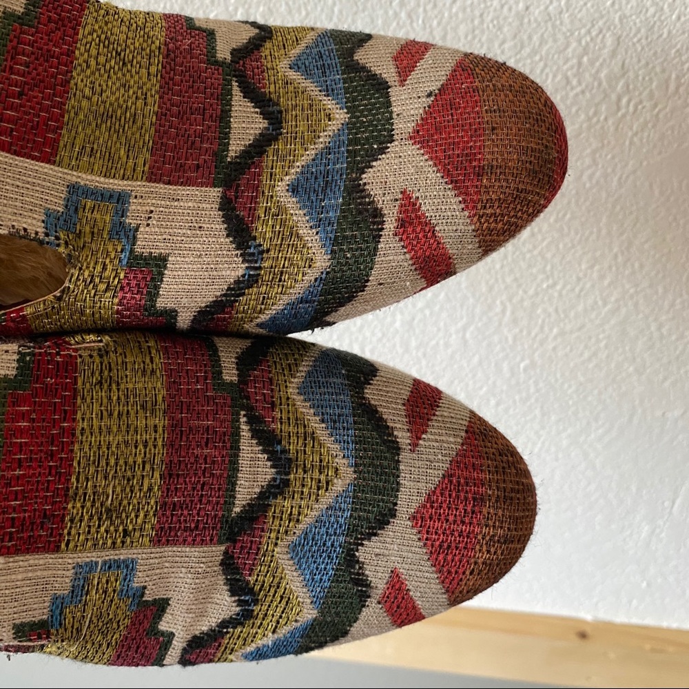 Multicolor Aztec Fur Mules - Picture 5 of 10